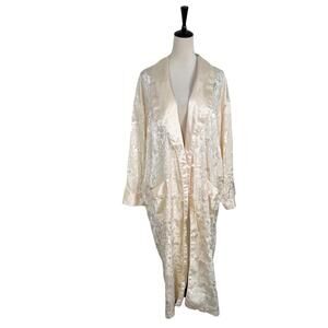 Vintage Victoria's Secret Gold Label Ivory Paisley Jacquard Long Robe Bridal M/L